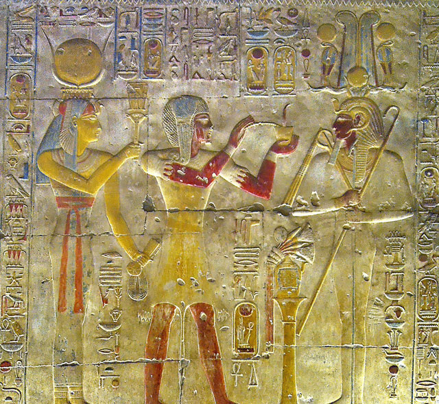 Hieroglyphen im Abydos Tempel bei Kairo