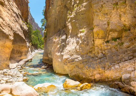 Die engste Passage für Wandere in der Samaria Schlucht